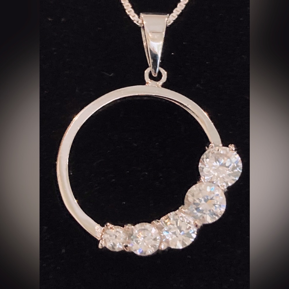 Circle Pendant & 925 Sterling Silver Chain NWOT